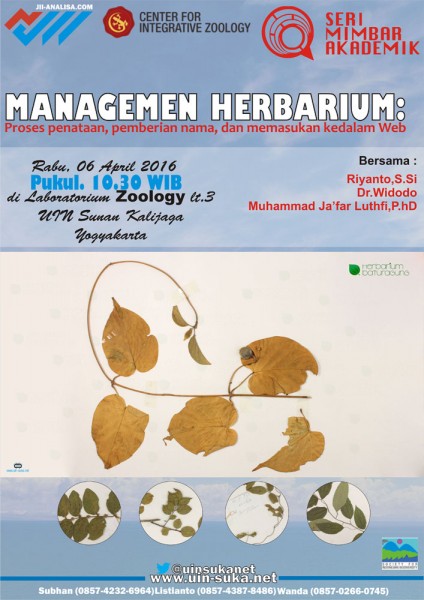 Manajemen Herbarium: Proses Pemberian Nama, Penataan, dan Memasukkan kedalam Web - Seri Mimbar Akademik #55